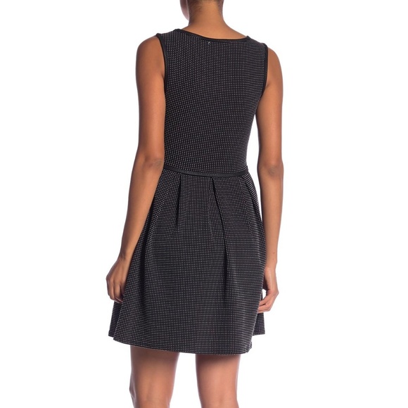 Max Studio Pin Dot Pleated Fit-and-Flare Dress - Picture 2 of 8